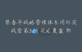 蔡春华战略管理体系闭环实战营第3期 战略复盘 职业发展直播课