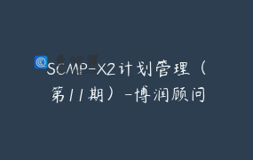 SCMP-X2计划管理（第11期）-博润顾问