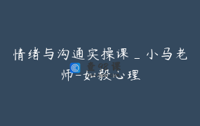 情绪与沟通实操课_小马老师-如毅心理