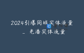 2024引爆同城实体流量 _ 老潘实体流量