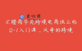 汇橙商学苑跨境电商独立站0-1入门课_风哥的跨境笔记