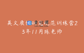 英文质性研究规范训练营23年11月陈老师