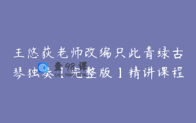 王悠荻老师改编只此青绿古琴独奏【完整版】精讲课程_王悠荻
