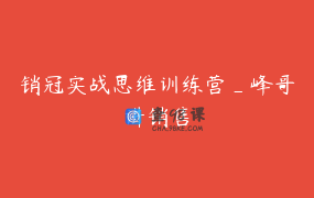 销冠实战思维训练营_峰哥讲销售
