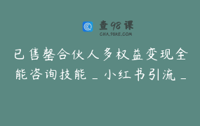 已售罄合伙人多权益变现全能咨询技能_小红书引流_朋友圈吸金文案_个人IP打造_高额奖金