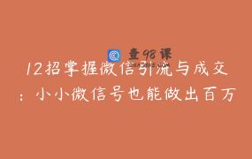12招掌握微信引流与成交：小小微信号也能做出百万级业绩