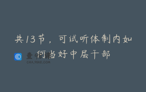 共13节，可试听体制内如何当好中层干部