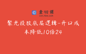 聚光投放底层逻辑-开口成本降低10倍24