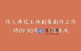 线上课程王玮剧集剧作工作坊04 90天，一起练成一个影视剧本