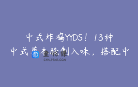 中式炸鸡YYDS！13种中式草本腌制入味，搭配中式酱料，香麻了！制作超简单，出品快！成本低