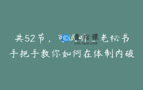 共52节，可试听_老秘书手把手教你如何在体制内破局与逆袭