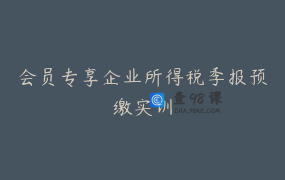 会员专享企业所得税季报预缴实训