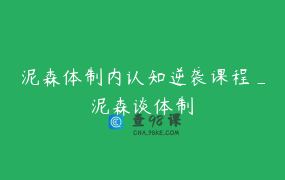 泥森体制内认知逆袭课程_泥森谈体制