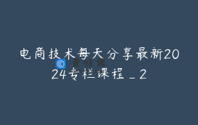 电商技术每天分享最新2024专栏课程_2